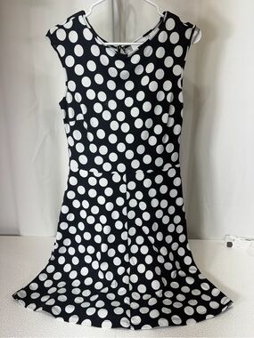 New York & Company Black and White Polka Dot Midi Dress Small-Tall 3527